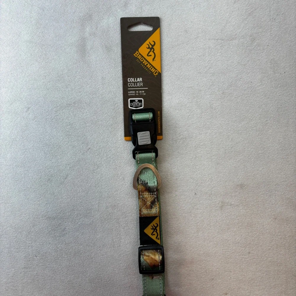 Browning Dog Collar Large Hemlock Mossy Oak Camo Reflective Locking Buckle NEW
